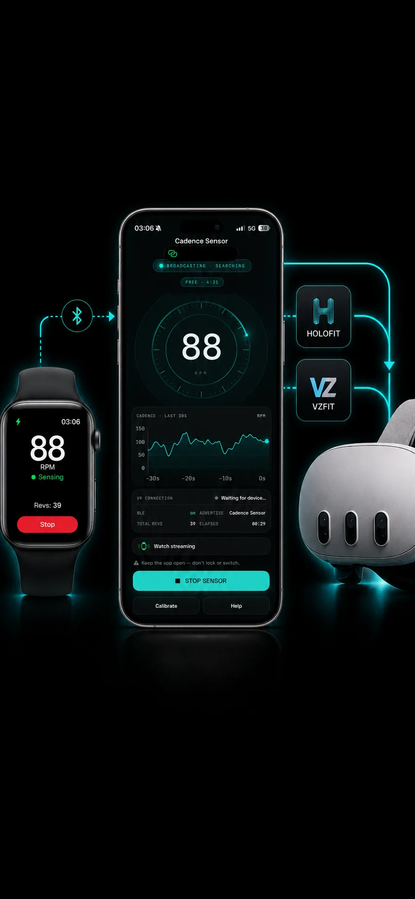 Watch streams to iPhone, then into VR apps